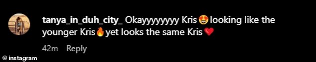 One wrote, 'Kris Jenner looks so young,' whole another shared, 'Okayyyyyyy Kris looking like younger Kris yet looks the same Kris'