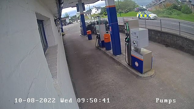 Further footage showed him being tailed by police cars as he drove through Kyle of Lochalsh