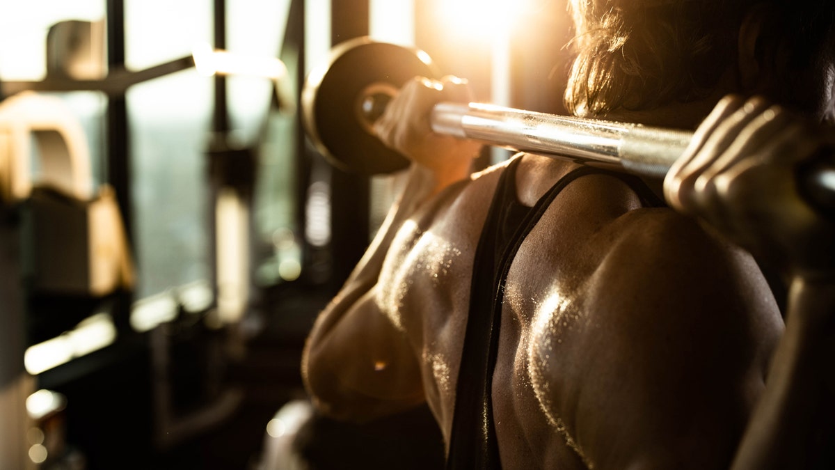 Close-up of barbell