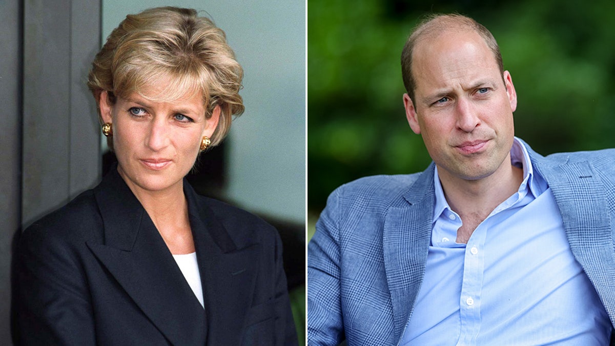 A split side-by-side image of Princess Diana and Prince William