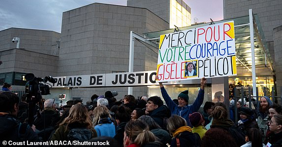 Mandatory Credit: Photo by Coust Laurent/ABACA/Shutterstock (15018868h) Feminist activists hold up placards as journalists queue to enter the Avignon courthouse on 19 December 2024, as a verdict is awaited in the trial of a man, along with 50 others, accused of drugging his wife and orchestrating multiple rapes over nearly a decade. A court in Avignon, southern France, is trying Dominique Pelicot, a 71-year-old pensioner, accused of repeatedly raping and asking dozens of strangers to rape his sedated wife Gisèle Pelicot in her own bed for a decade. Fifty other men, aged between 26 and 74, were also on trial for their alleged involvement in the case that horrified France. Dominique Pelicot was sentenced to 20 years in prison after drugging his ex-wife Gisèle and recruiting strangers to rape her for years. Fifty other men have now been sentenced alongside him. Dominique, aged 72, showed no emotion as the verdicts were read out. Feminist Activists At The Entrance To The Courthouse - Avig