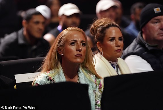 Paris Fury watching the contest between Lee McGregor and Isaac Lowe at the Kingdom Arena in Riyadh, Saudi Arabia. Picture date: Saturday December 21, 2024. PA Photo. See PA story BOXING Fury. Photo credit should read: Nick Potts/PA Wire.RESTRICTIONS: Use subject to restrictions. Editorial use only, no commercial use without prior consent from rights holder.