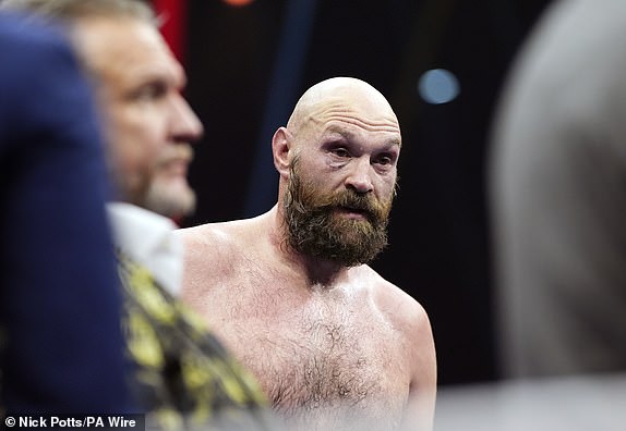 Tyson Fury following the WBA, WBC, WBO, IBO World Heavyweight championship contest against Oleksandr Usyk at the Kingdom Arena in Riyadh, Saudi Arabia. Picture date: Saturday December 21, 2024. PA Photo. See PA story BOXING Fury. Photo credit should read: Nick Potts/PA Wire.RESTRICTIONS: Use subject to restrictions. Editorial use only, no commercial use without prior consent from rights holder.