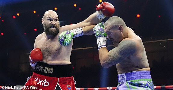 Tyson Fury (left) and Oleksandr Usyk during the WBA, WBC, WBO, IBO World Heavyweight championship contest at the Kingdom Arena in Riyadh, Saudi Arabia. Picture date: Saturday December 21, 2024. PA Photo. See PA story BOXING Fury. Photo credit should read: Nick Potts/PA Wire.RESTRICTIONS: Use subject to restrictions. Editorial use only, no commercial use without prior consent from rights holder.