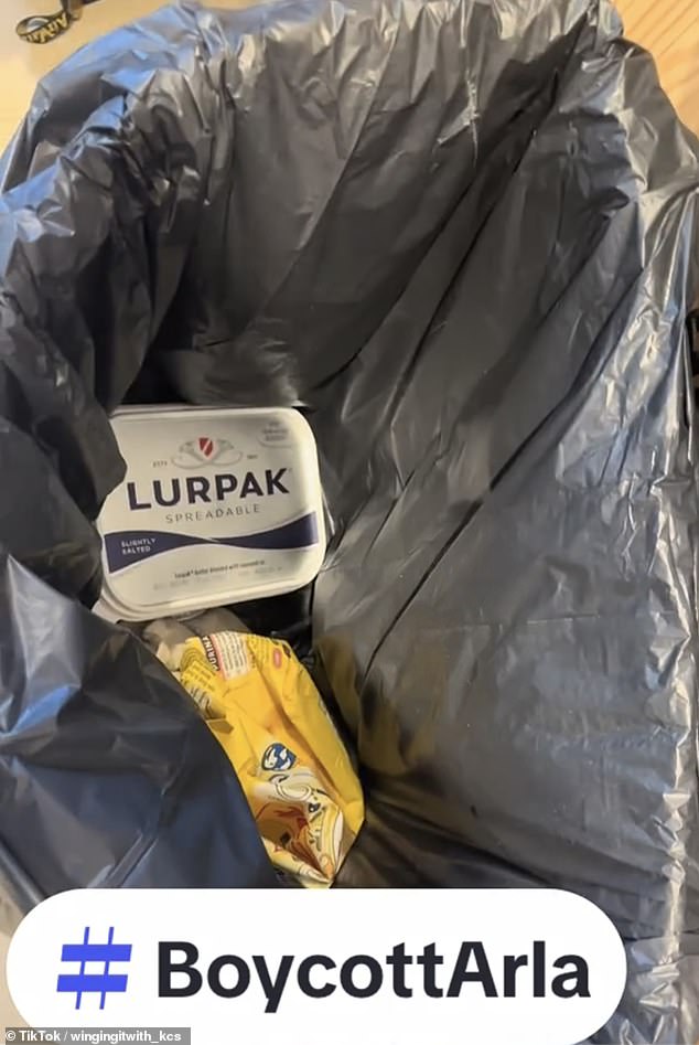 TikTokers have shared videos demonstrating their boycott by throwing food products in the bin