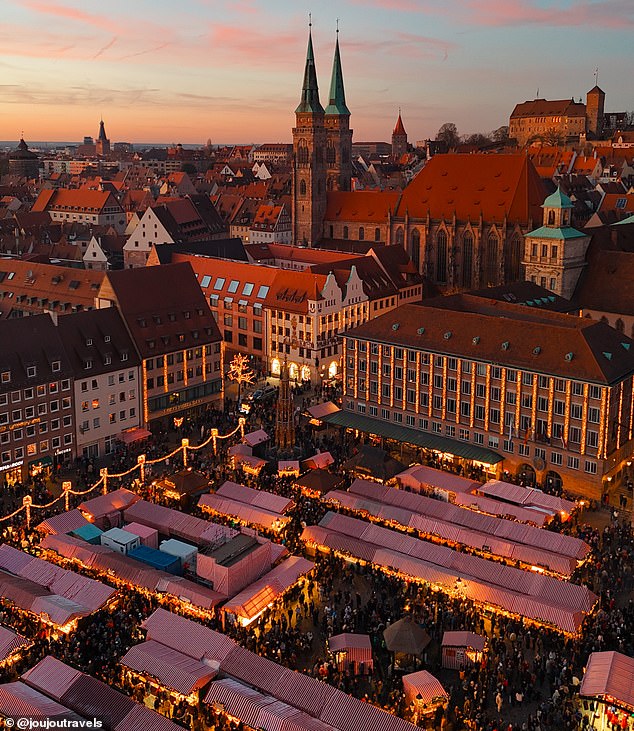 Jackie loved the food selection at the Nuremberg Christmas market, but said the crowds were 'beyond crazy'