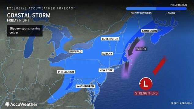 Meanwhile, another storm is developing in the Atlantic off the coast of the Carolinas. This wintery system could bring heavy snow and high winds to the Northeast