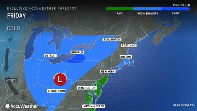 An 'Alberta clipper' storm ¿ so named because these fast-moving systems come from central Canada ¿ is tracking southeastward across the Upper Midwest