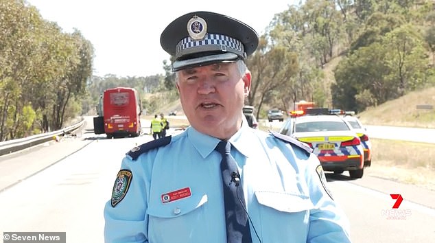 NSW Police Chief Inspector Scott Russell (pictured) said there were approximately 40 passengers on the bus