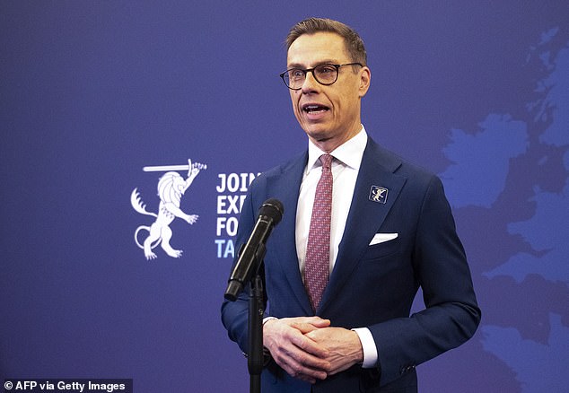 Finland's President Alexander Stubb delivers a statement before talks on December 17, 2024 in Tallinn, Estonia