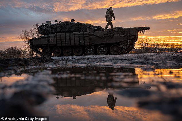 Ukrainian servicemen of the 33rd brigade operate a Leopard battle tank in the direction of Kurahove, Ukraine as Russia-Ukraine war continues on December 19, 2024