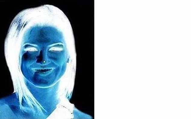 This is called the afterimage illusion and it causes your brain to produce a negative version of an image you have just seen. If you look at the picture of a woman on the left for seconds and then look at the white space, you should see a correct coloured image due to this effect