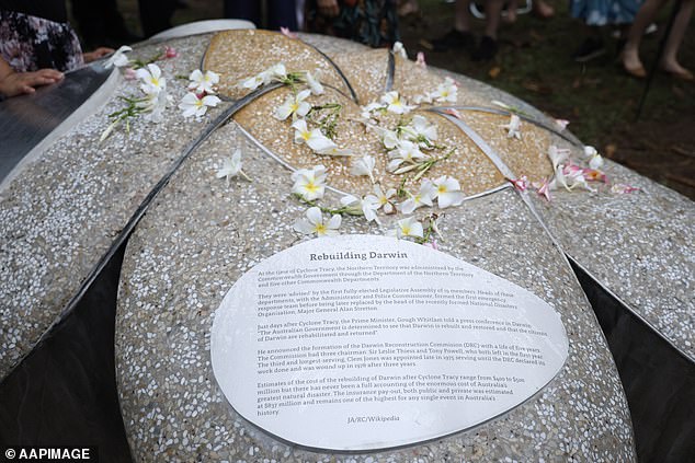 Artist Techy Masero designed and constructed the monument, aptly named 'Five Decades, Five Flowers, Forever Remembered', to honour those who died during the Cyclone