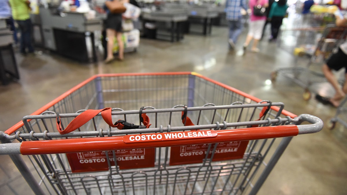 interior of Costco and shopping cart