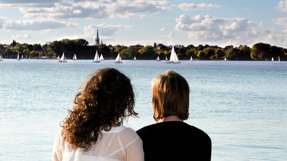 Women watching sunset