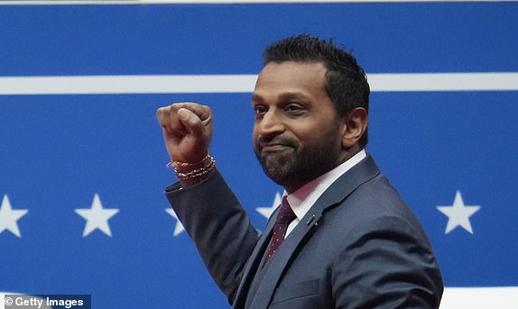 WASHINGTON, DC - JANUARY 20: Kash Patel, President Trump's nominee for FBI Director arrives to speak during an inauguration event at Capital One Arena on January 20, 2025 in Washington, DC. Donald Trump takes office for his second term as the 47th president of the United States. (Photo by Christopher Furlong/Getty Images)