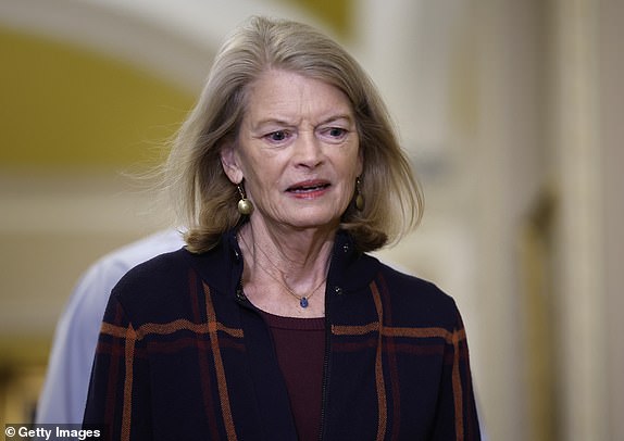 WASHINGTON, DC - NOVEMBER 13: U.S. Sen. Lisa Murkowski (R-AK) arrives for the Senate Republican leadership elections at the U.S. Capitol on November 13, 2024 in Washington, DC. The Senate Republicans elected Sen. John Thune (R-SD) as Majority Leader, Sen. John Barrasso (R-WY) as Assistant Majority Leader, Sen. Tom Cotton (R-AR) as Republican Conference Chair, Sen. Shelley Moore Capito (R-WV) as Republican Policy Committee Chair, Sen. James Lankford as Republican Conference Vice Chair and Sen. Tim Scott (R-FL) as National Republican Senatorial Committee Chair for the 119th Congress.  (Photo by Kevin Dietsch/Getty Images)