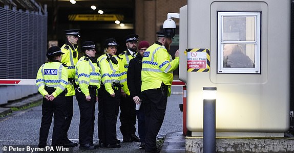 Police officers arriving at Liverpool Crown Court where the sentencing of Axel Rudakubana is due to take place after he admitted the murders of three girls at a dance class in Southport. The 18-year-old pleaded guilty to all 16 offences he faced on the first day of his trial at Liverpool Crown Court on Monday. Alice da Silva Aguiar, nine, Bebe King, six, and Elsie Dot Stancombe, seven, died following the attack at the Taylor Swift-themed class in The Hart Space on a small business park in the seaside town shortly before midday on July 29. Picture date: Thursday January 23, 2025. PA Photo. See PA story COURTS Southport . Photo credit should read: Peter Byrne/PA Wire