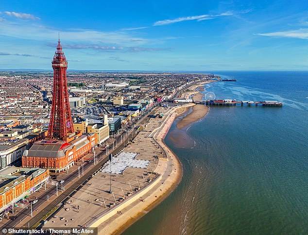 Redditors describe Blackpool, a seaside town in the northwest of England, as 'peak trashy'. Pictured here is the shoreline and famous Blackpool Tower