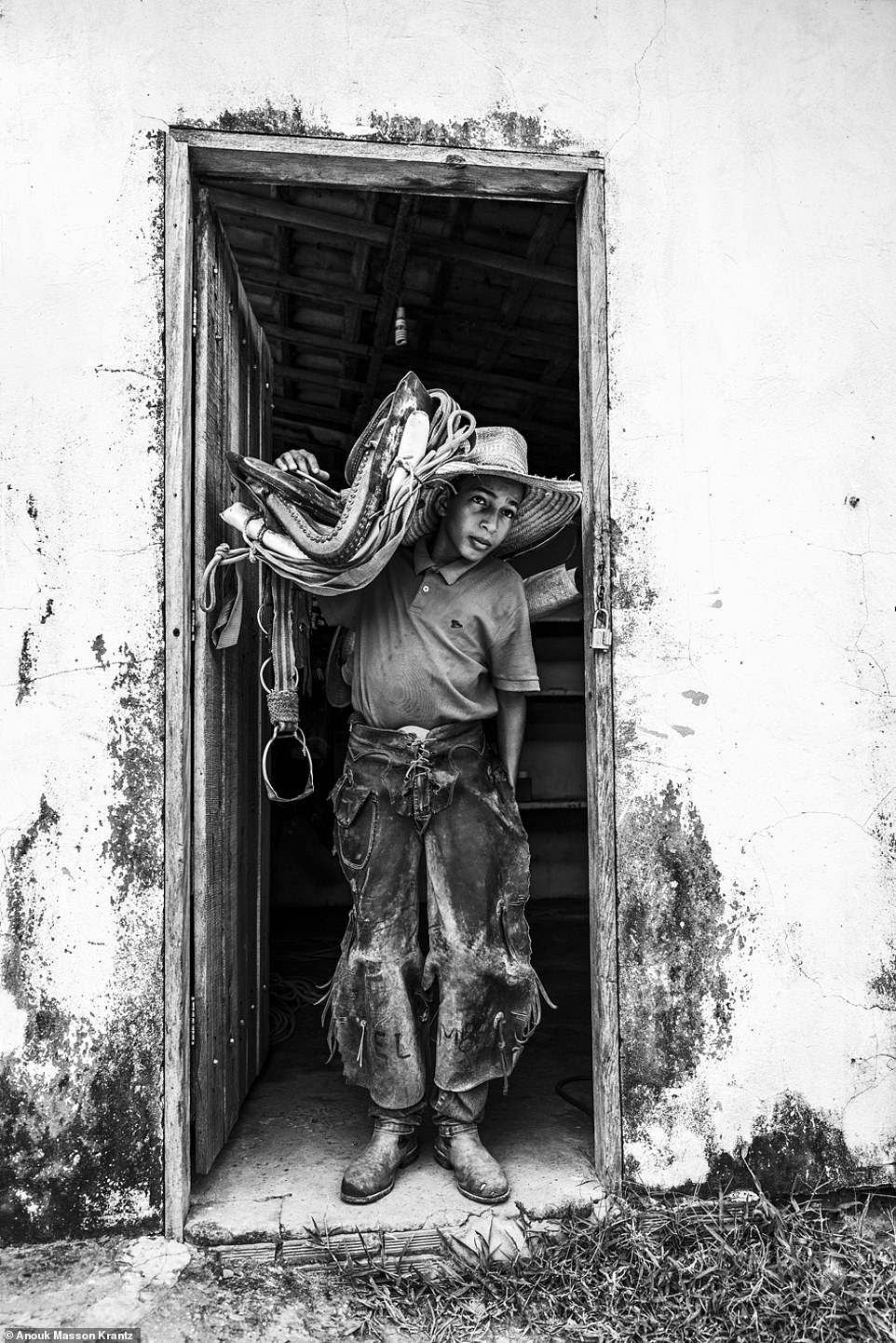 One of Anouk's favourite moments was in Brazil's Pantanal, the largest tropical wetland in the world, where the Pantaneiros have lived since the 1700s. Anouk met some of these Brazilian cowboys, including the one pictured above, and rode through chest-high waters and tropical forests with them. 'It was very hot and humid. Caymans were floating just a couple of feet away from my legs,' she recalls