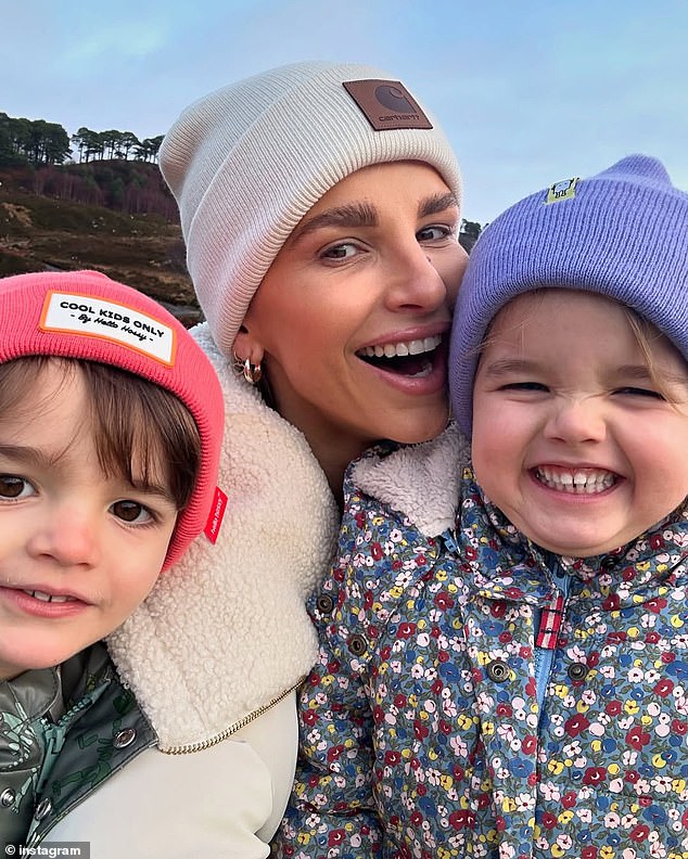 Alongside a photo of herself with two of her children, Irish model Ms Williams wrote: 'Fun in one of their favourite places.'