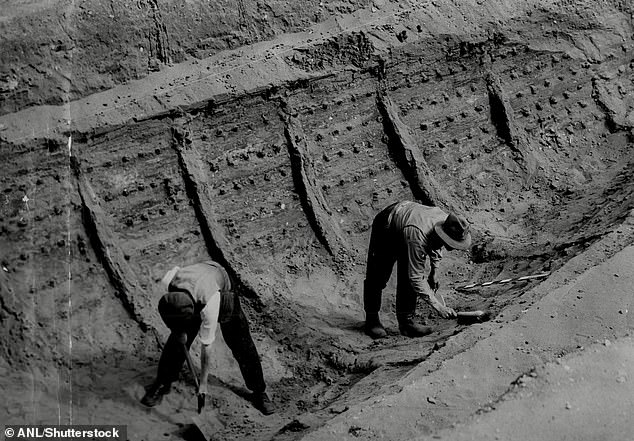 Amateur archaeologist Basil Brown famously discovered Sutton Hoo in 1939, when he brushed away the Suffolk soil on request of local woman Edith Pretty. He uncovered evidence of a epic funerary monument ¿ a 88.6-foot-long ship with a burial chamber of luxury goods. The ship's wood rotted away in the acidic soil over the course of 1,300 years, leaving only an imprint