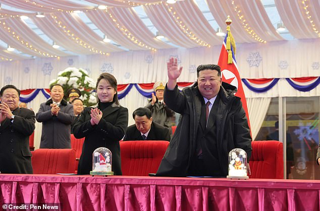 Pictured: Jong-un with his daughter Kim Ju-ae, at North Korea's New Year's Eve celebrations