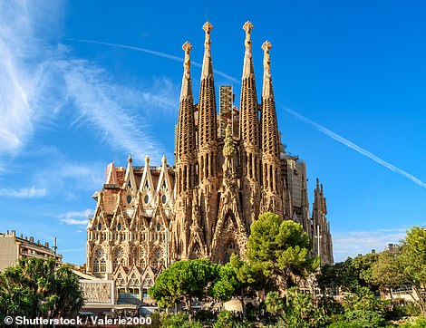 Barcelona's iconic Sagrada Familia (above) was mixed up with Saint Mark's Basilica, in Venice, Italy, by 62 per cent of people surveyed. The two European buildings are both extremely grand, though the Spanish church is still not complete, 140 years after construction on it began