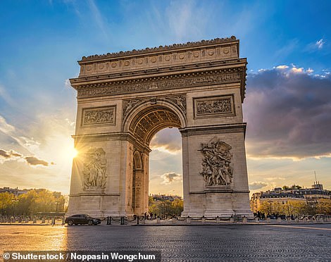 Above: The Arc de Triomphe, located in Paris, France, which is often confused with Berlin's Brandenburg Gate