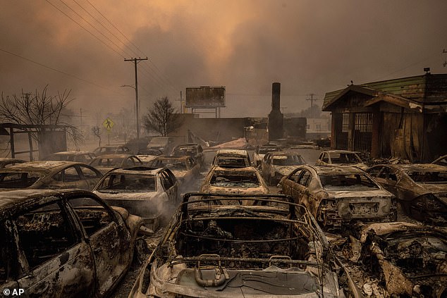 Vehicles left behind have been leveled