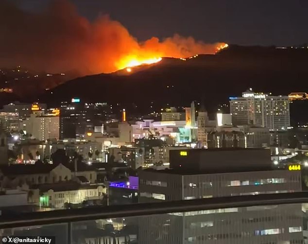 The flames are bearing down on Hollywood