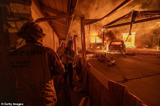 January 8: Firefighters battle the Eaton fire as it spreads across more than 10,000 hectares of northern Los Angeles