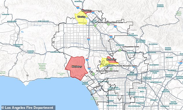 Mandatory evacuation orders have now been issued for Hollywood alongside Eaton and Palisades. More than 130,000 people have had to leave their homes as the fires spread