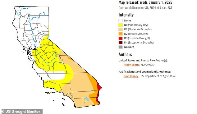 Los Angeles County is experiencing its driest start to the year since records began with 'severe drought' warnings in place throughout most of the county, leading to extremely high fire risks