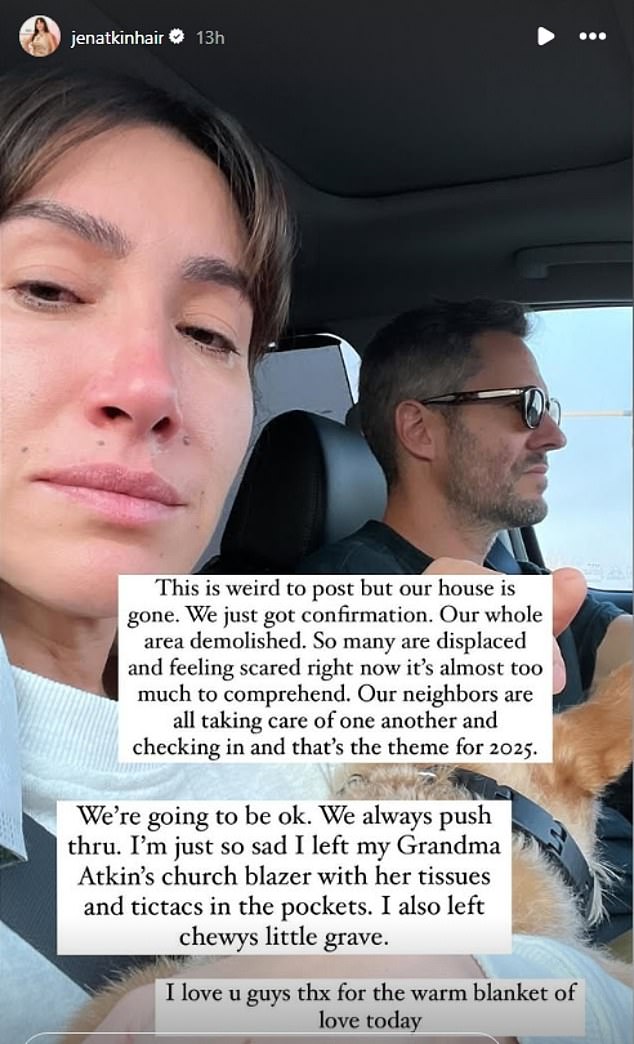 Kim Kardashian's hairstylist Jen Atkin took to Instagram to reveal she lost her home in Los Angeles