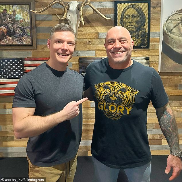 Wesley Huff (left) was a guest on the Joe Rogan (right) Experience this week, where he discussed biblical text on papyrus, drawings from Ancient Rome and other accounts in scripture to make his case