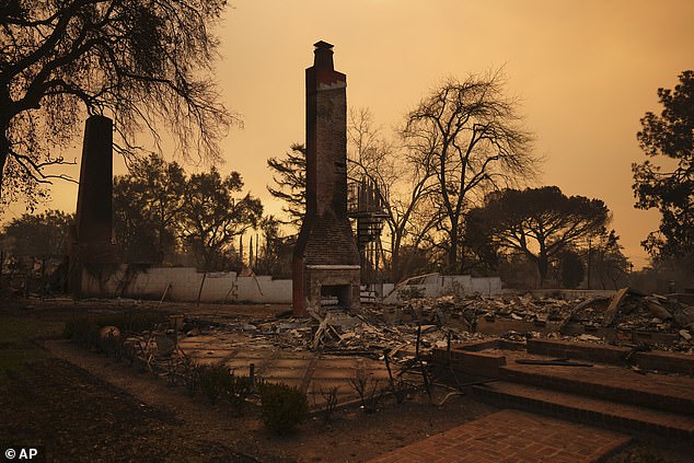 A home's chimney was all that was left standing after the Eaton fire