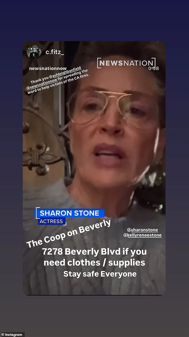 Stone also revealed to NewsNation's Ashley Banfield on Thursday that she's opening up her own home to displaced people from the fires