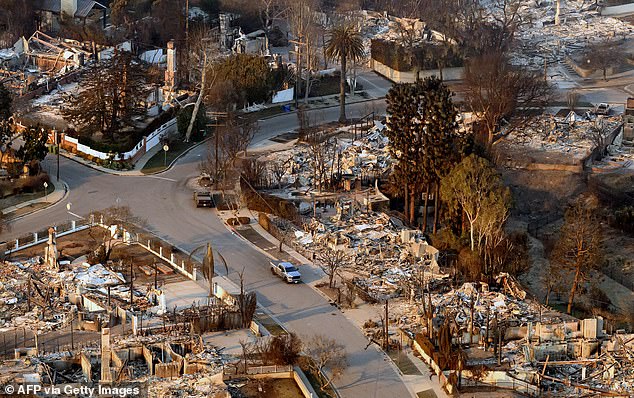 The charred remains of homes are all that is left in huge swathes of Pacific Palisades and beyond