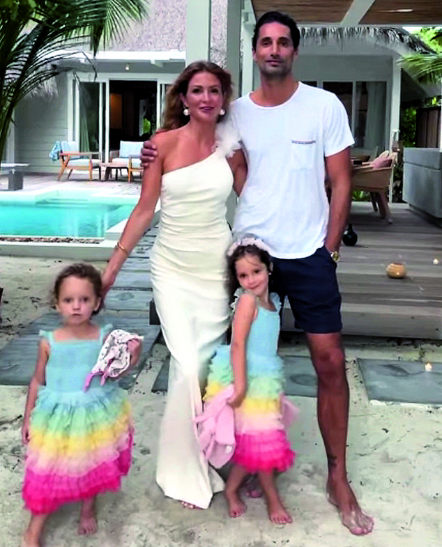 Millie and Hugo with daughters Aurelia and Sienna in the Maldives last July