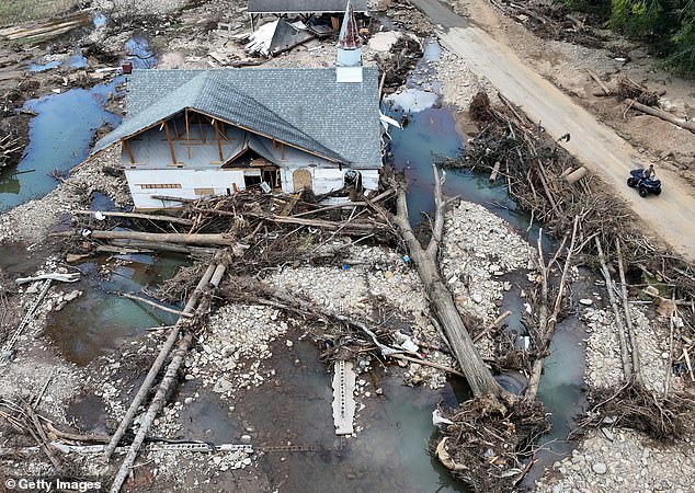 Thousands of families are living in FEMA-provided accommodations that they could lose this weekend as Cora hits. Swannanoa, NC, October 6, 2024