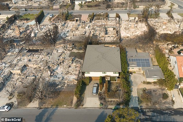 The longtime comedian's home in the Pacific Palisades was left standing amid the wreckage surrounding it