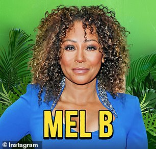 The post features photographs of Russell Crowe, Mel B and Pat Rafter and teased that they are all friends with the unidentified comedian