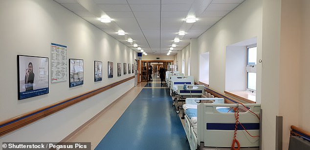 NHS trusts nationwide are now installing power sockets and oxygen lines in corridors as they prepare to treat more patients in trolleys along their walls (stock image)