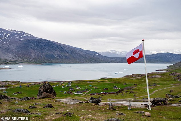 Greenland's flag flies in Igaliku settlement, Greenland, July 5, 2024