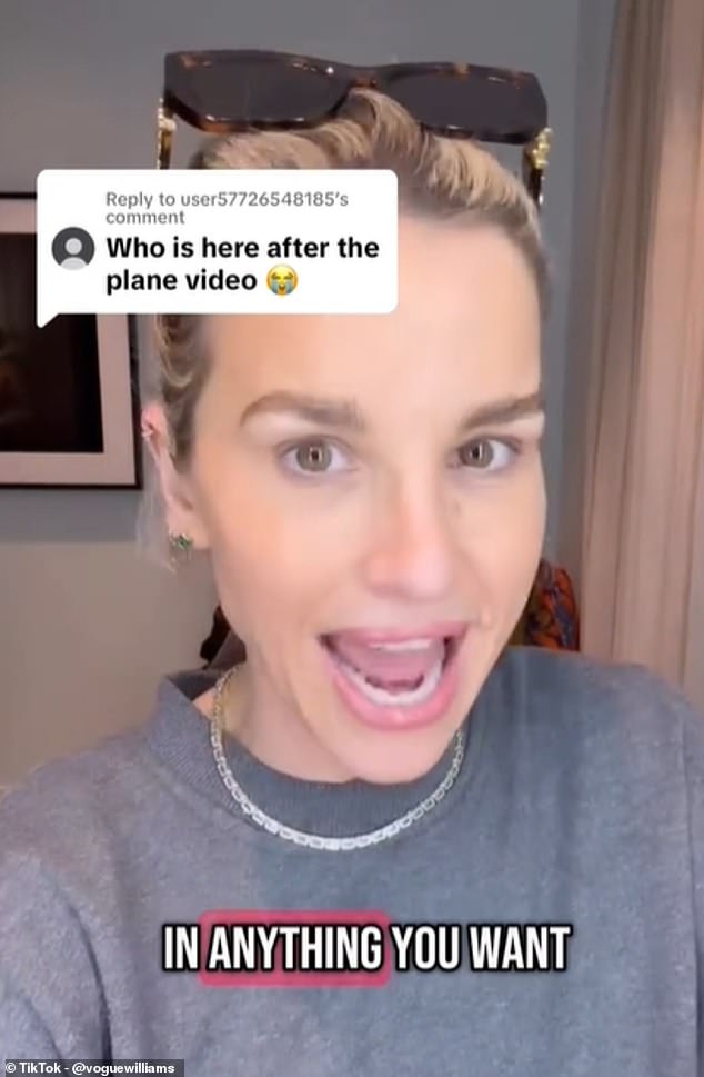 Vogue Williams was adamant the woman on the plane was not her after commenters flocked to her videos