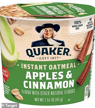 A 100g serving of Quaker instant apple and cinnamon oats from Target has almost as much sugar as a Mars bar (30.5g) at 25.6g