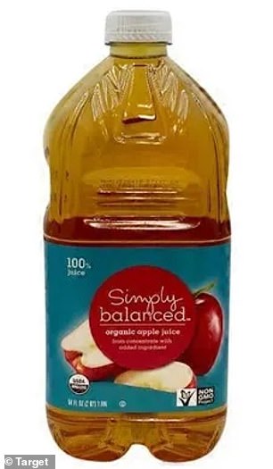 A cup of 'organic' apple juice from Target contains almost a day's worth of sugar at 25g