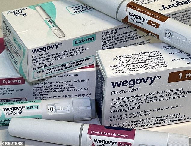 A survey of 1,000 women, aged 30 to 75, found most were considering taking the likes of Wegovy (pictured) and Mounjaro to help them lose weight this year