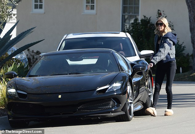 The 41-year-old real estate investor was spotted strutting her stuff just outside of her Newport Beach home as she hopped into her jaw dropping Ferrari, which appeared to be a 2025 296 GTB